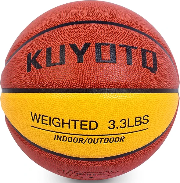 KUYOTQ 3LBS/3.3LBS/2.2LBS/ 29.5/28.5" Weighted Basketball Composite Indoor Outdoor Heavy Trainer Basketball for Improving Ball Handling Dribbling Passing and Rebounding Skill (deflated, Size