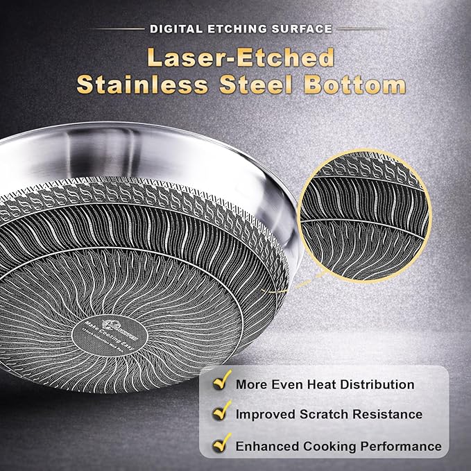 LOLYKITCH Wok Antiadherente Híbrido de 13 Pulgadas con Tapa miniatura 6