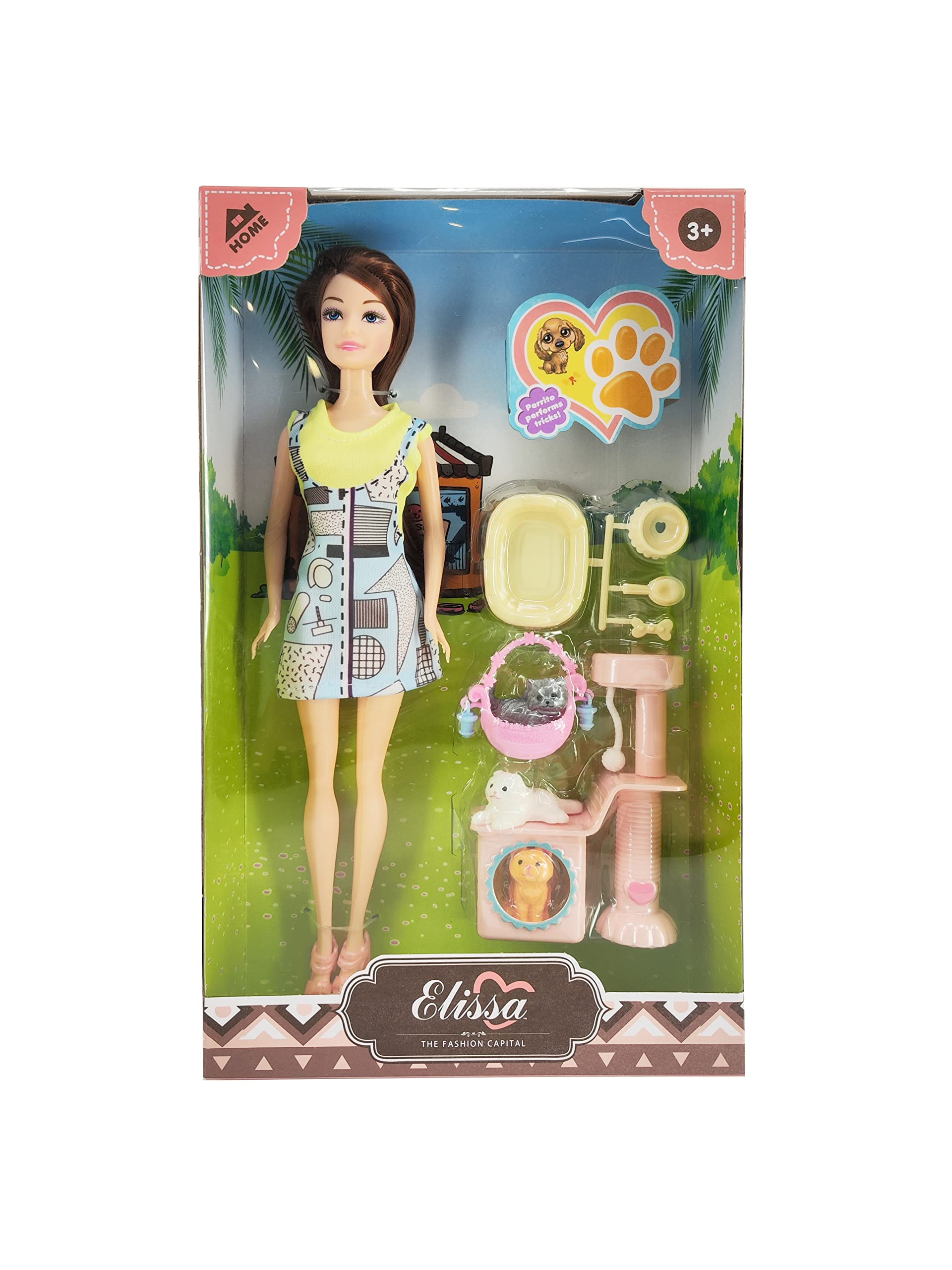 the fashion capital home w/pets collection 11.5 inch basic doll - style iv