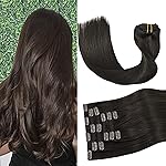 Aison Dark Brown Clip in Hair Extensions Real Human Hair 18inch 75G Remy Seamless Human Hair Clip in for Women 7pcs 16clips