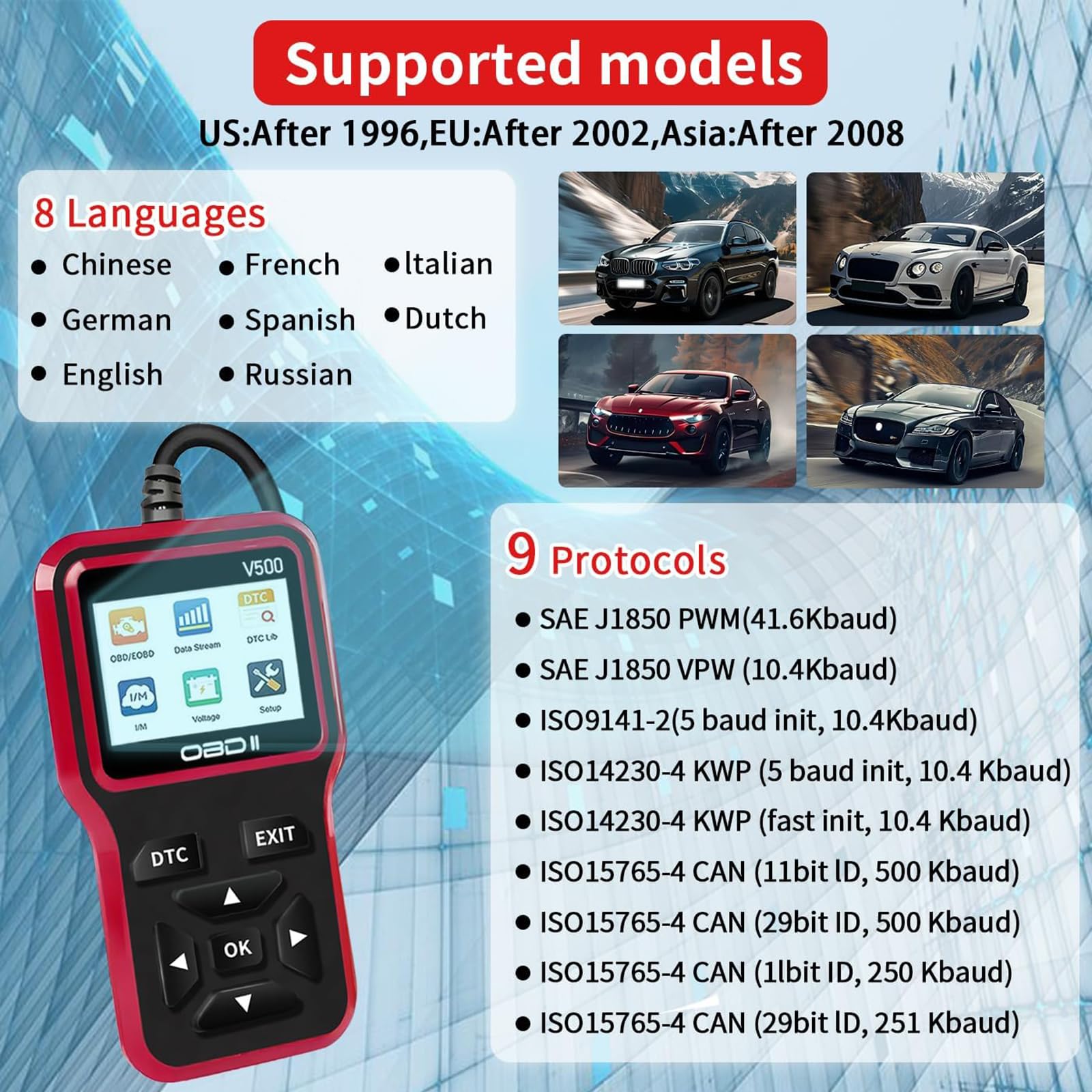 Escáner OBD2 para Coche V500 para Toyota Yaris/Aygo