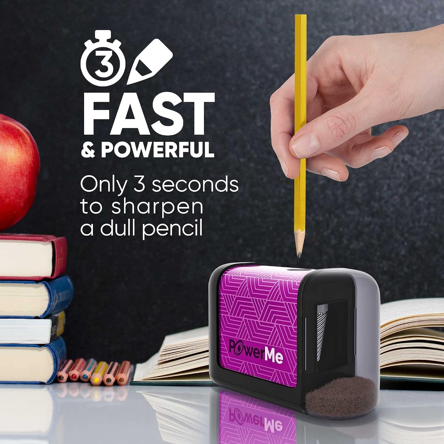 Battery-Operated Electric Pencil Sharpener for Kids, School, Home, Office - for No. 2 Pencils and Colored Pencils