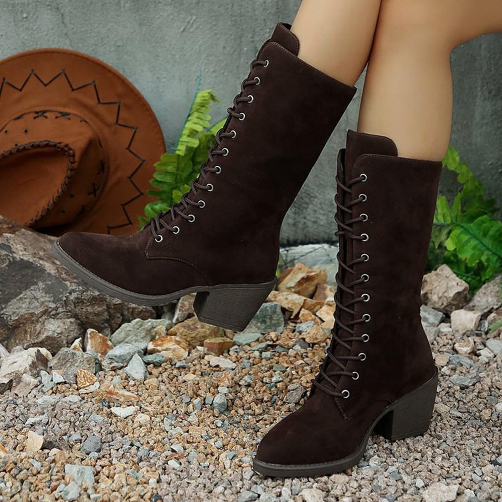 Genérico Botines Mujer Vestir Cordones Plataforma Botas Puntera Redonda Elegantes Zapatos Comodas Ligeros Caminar Bota Casuales Antideslizantes Botin para Otoño Invierno Trabajo Paseo y Uso Diario