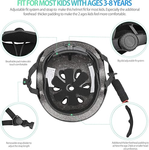 Miniatura 4 de Casco para niños pequeños, casco de bicicleta para niños de 2 a 8 años, cascos ajustables y seguridad multideportiva para ciclismo, patinaje,