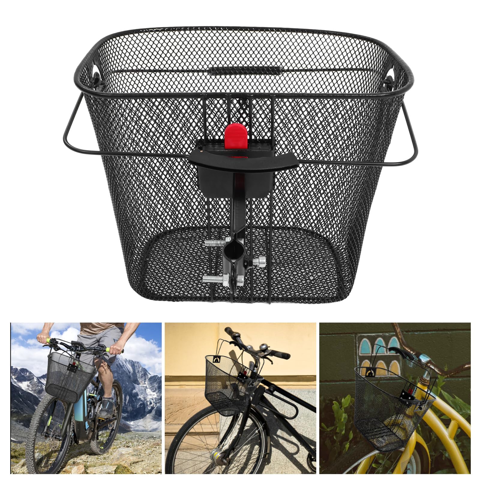 Sosoport Cesta para Bicicleta de Montaña Desmontable de Hierro Negro | Plástico, Uso Exterior, Efecto Decorativo, Formato Portátil, Accesorios Bici