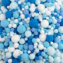 Dabshuyikk 1000 Pieces Soft and Fluffy Pom Poms,Multicolor Bulk Assorted Size Blue White Pompoms for DIY Art Supplies Home Decorations