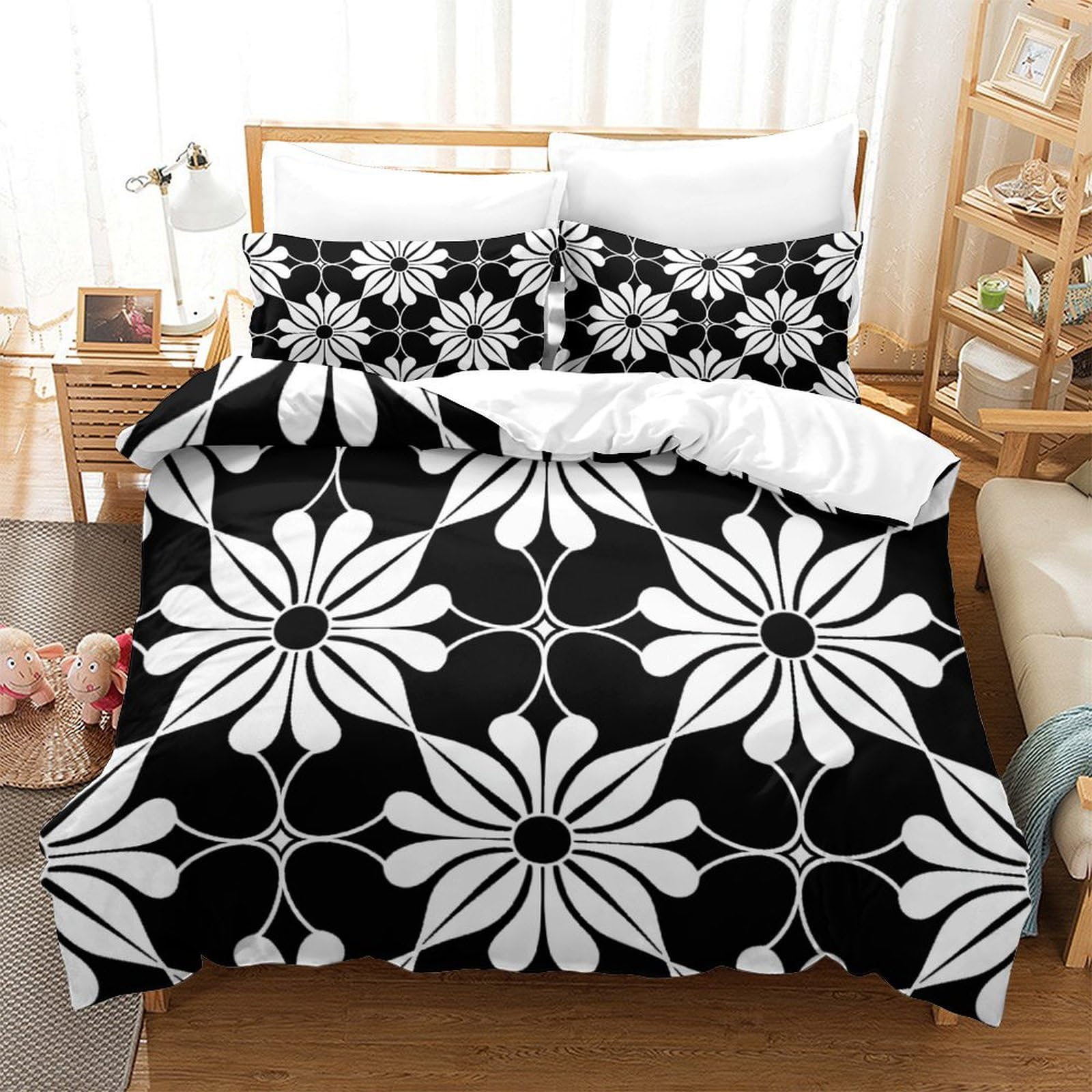 Parure de lit Super King imprimé 3D avec housse de couette et taies d'oreiller