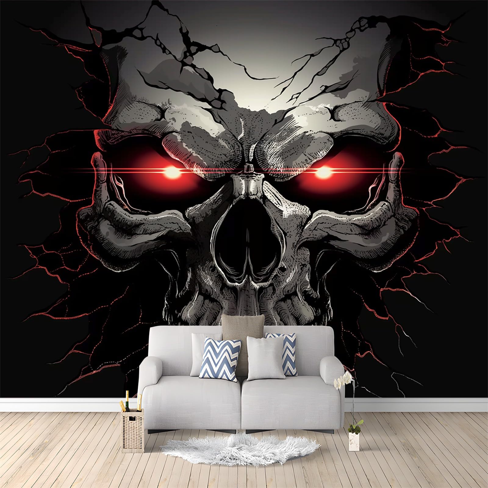 Fototapeta Ciemny Goth Spersonalizowana Czaszka Plakat Tapety Mural 300 x 210 cm Nowoczesna Dekoracja Ścienna Salon Sypialnia Pokój Dziecięcy Sypialnia Czarny Czerwony