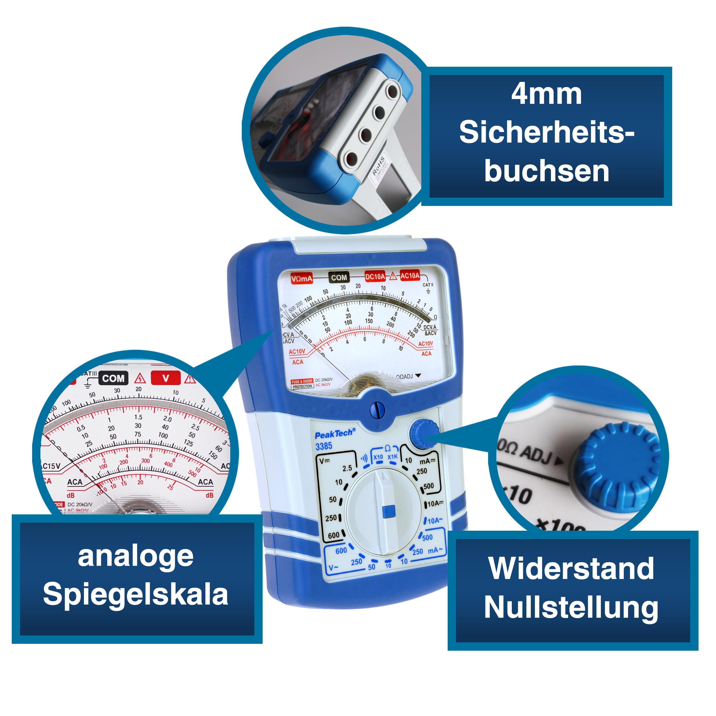 PeakTech P 3385 Multimètre analogique 600V AC DC 10A