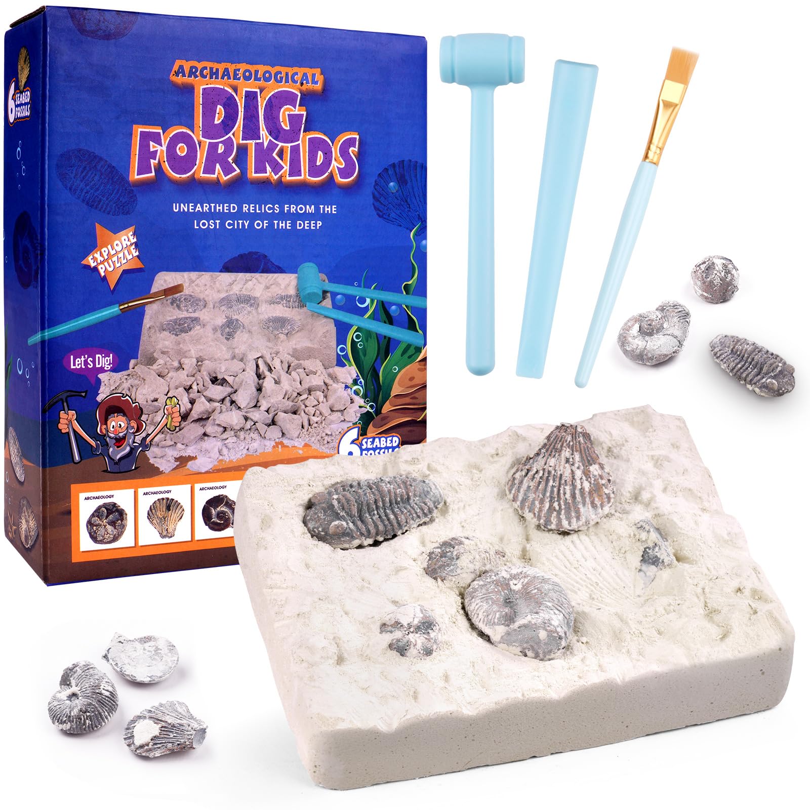 HOTUT Gemstone Dig Kit, 9 PCS Gemstones Excavation Kits For Kids, Gem Stones Digging Kit Set, Geology Educational Gifts, Educational Science Kits for Boys and Girls