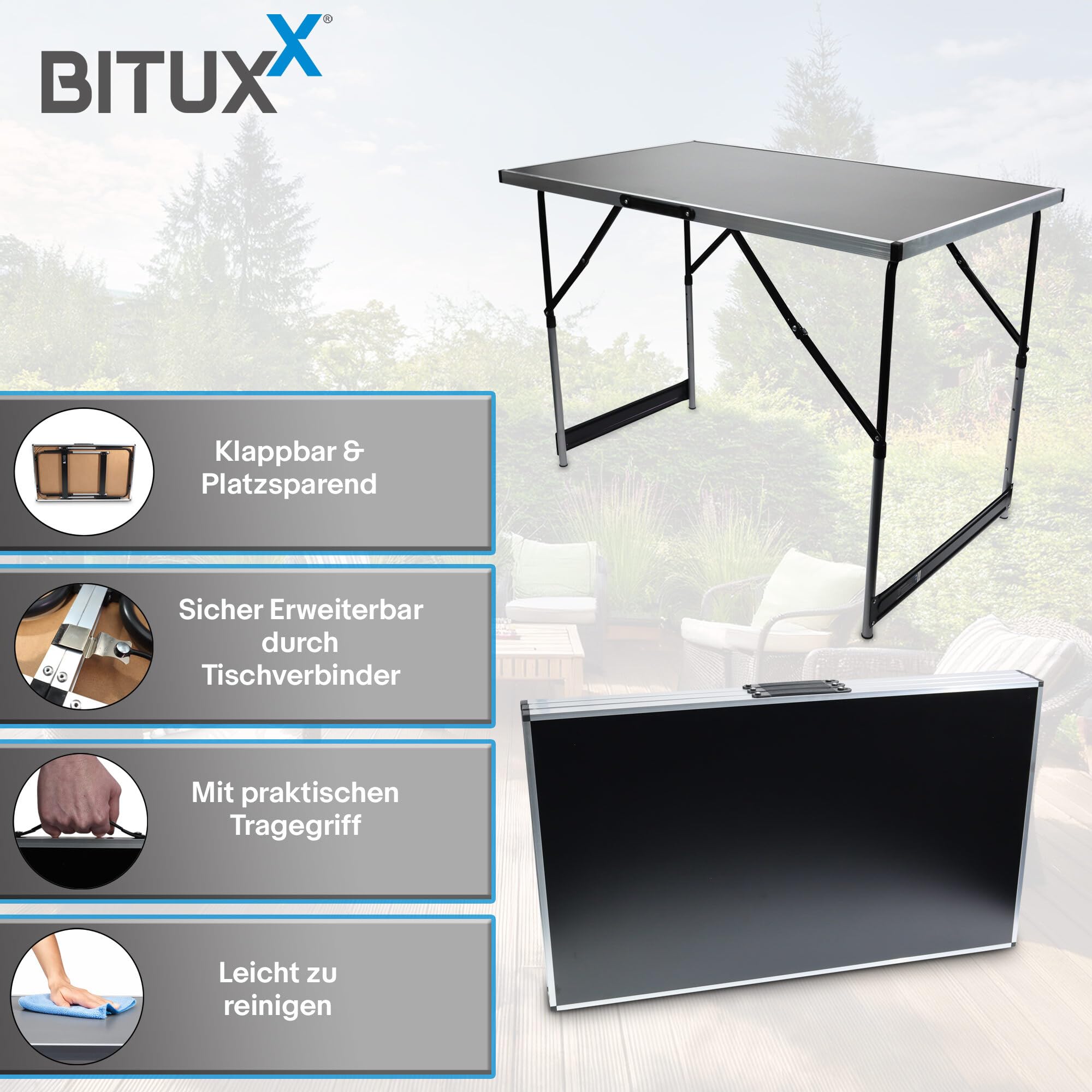 BITUXX Mehrzwecktisch 3er Set Tapeziertisch klappbar Höhenverstellbar 3-teilig Flohmarkttisch Verkaufstisch Markttisch Malertisch Campingtisch Alu 100 x 60 cm bis 30Kg