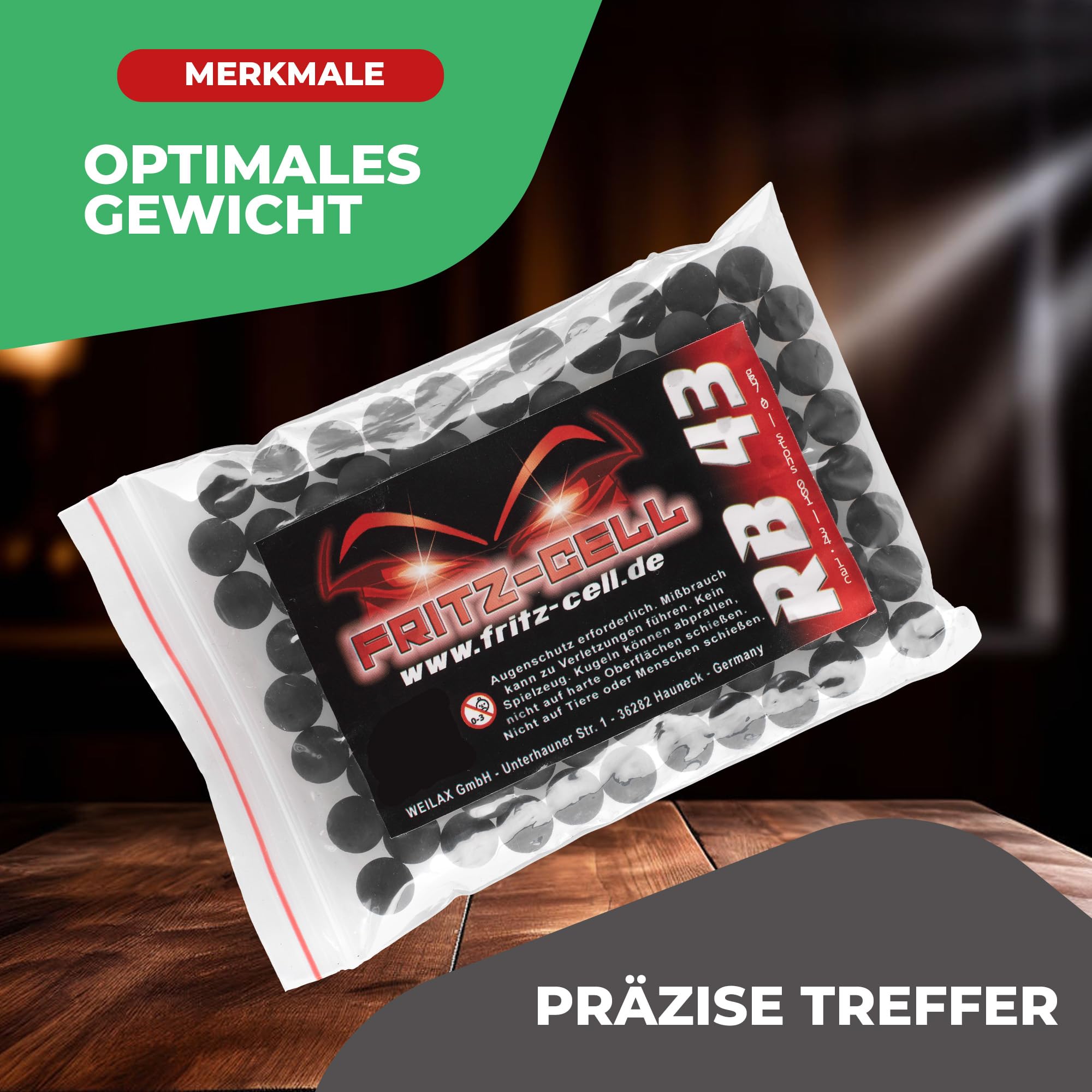 400 x Rubberballs Cal.43 Gummigeschosse Fritz-Cell kompatibel mit T4E RAM