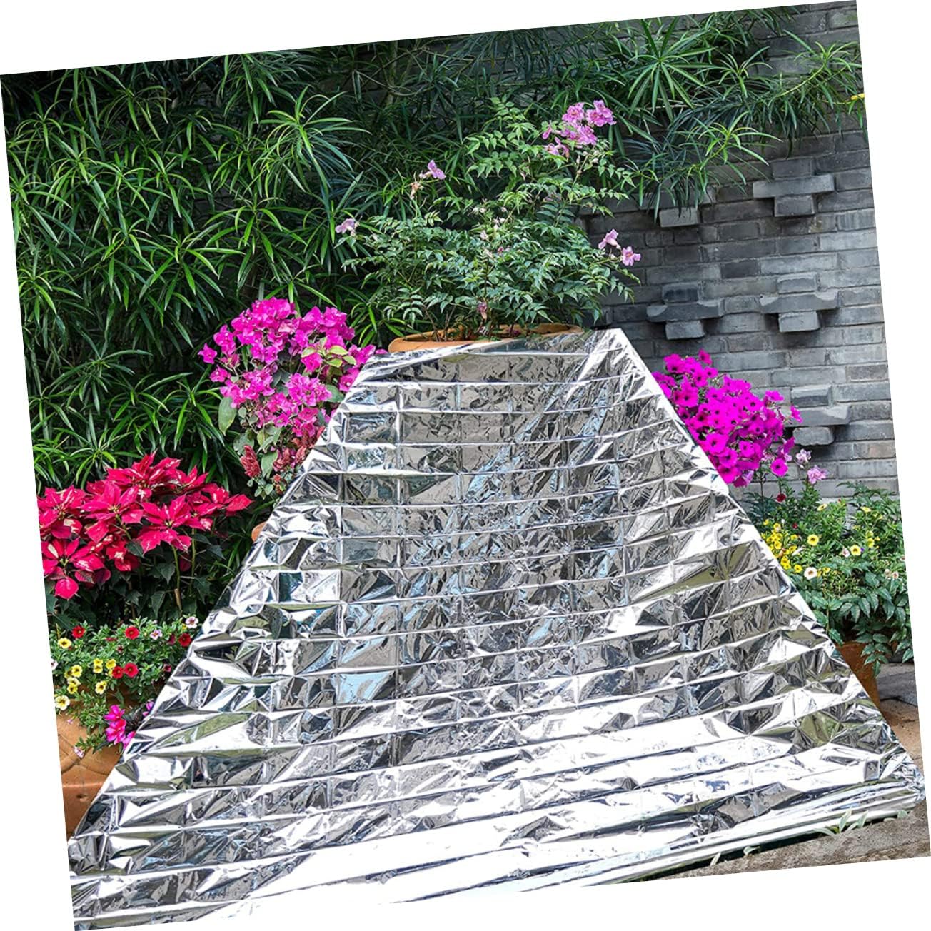 Hemoton High Reflective Plant Growth Polyethylene Film for Outdoor Greenhouses 10ft x 25ft Silver Reflective Gardening Cover UV Protection for Winter Plant Care