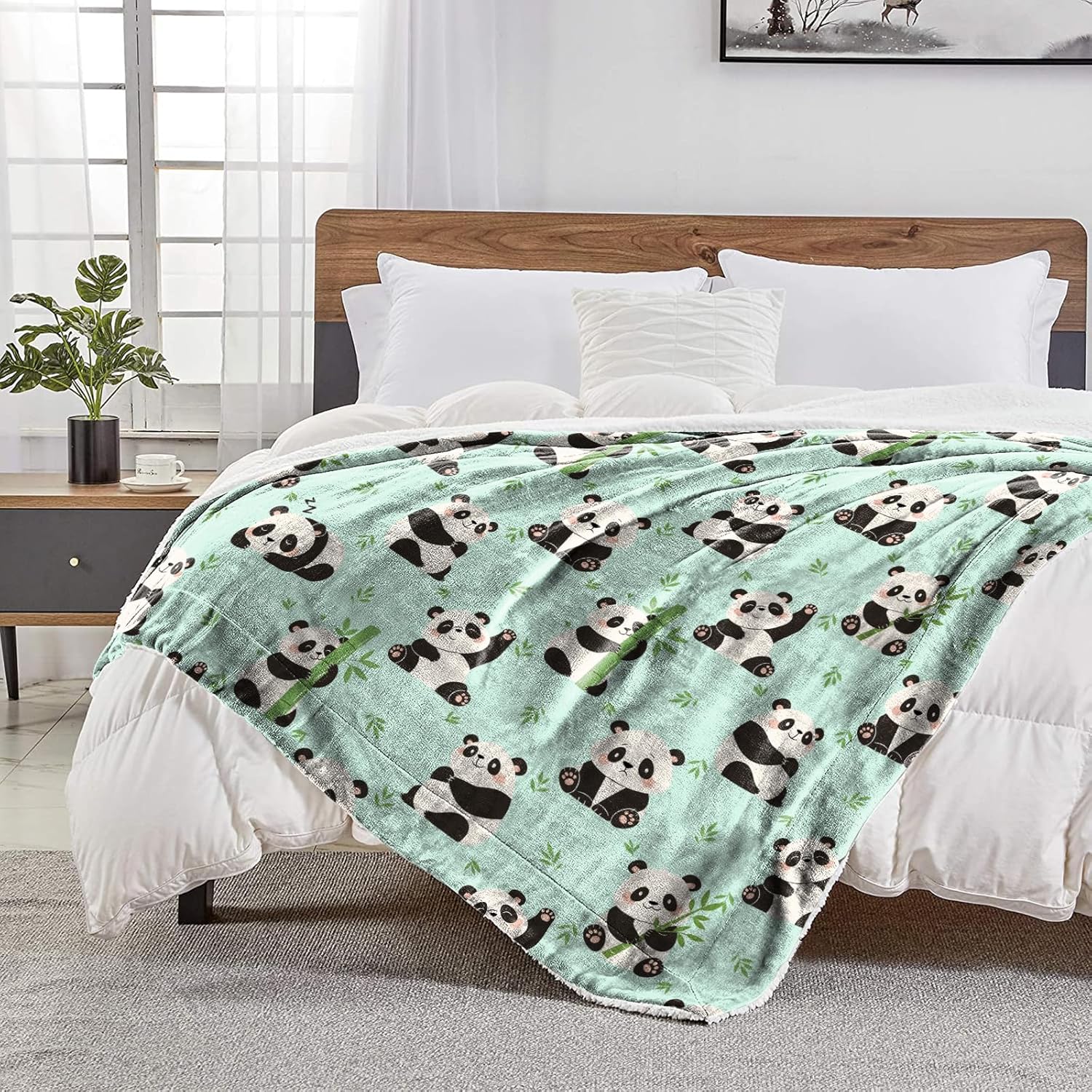 Ultra Soft Fleece Blanket- Lightweight & Warm Throw Blanket for Couch, Cozy Plush Sherpa Blanket for Adults Kids, Durable & Easy Care (Panda, 50x60 in) - Image 3