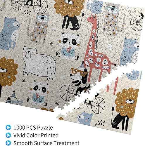 Miniatura 3 de Rompecabezas de 1000 piezas para adultos, piezas familiares que encajan perfectamente entre sí de 27.5 x 19.7 pulgadas, animales dibujados a mano
