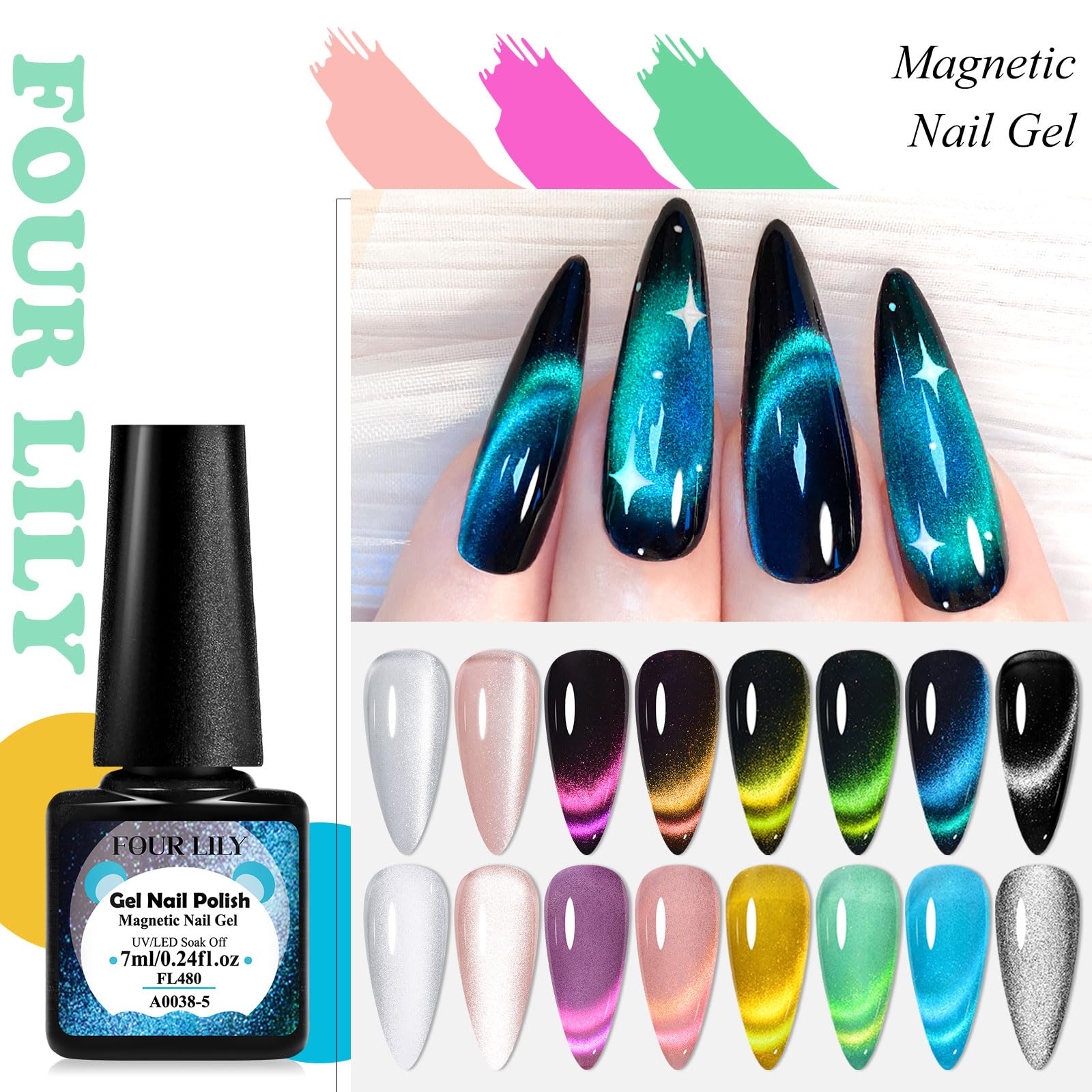 Amazon.com: Four Lily 8 Colors Cat Eye Gel Nail Polish, Upgraded
