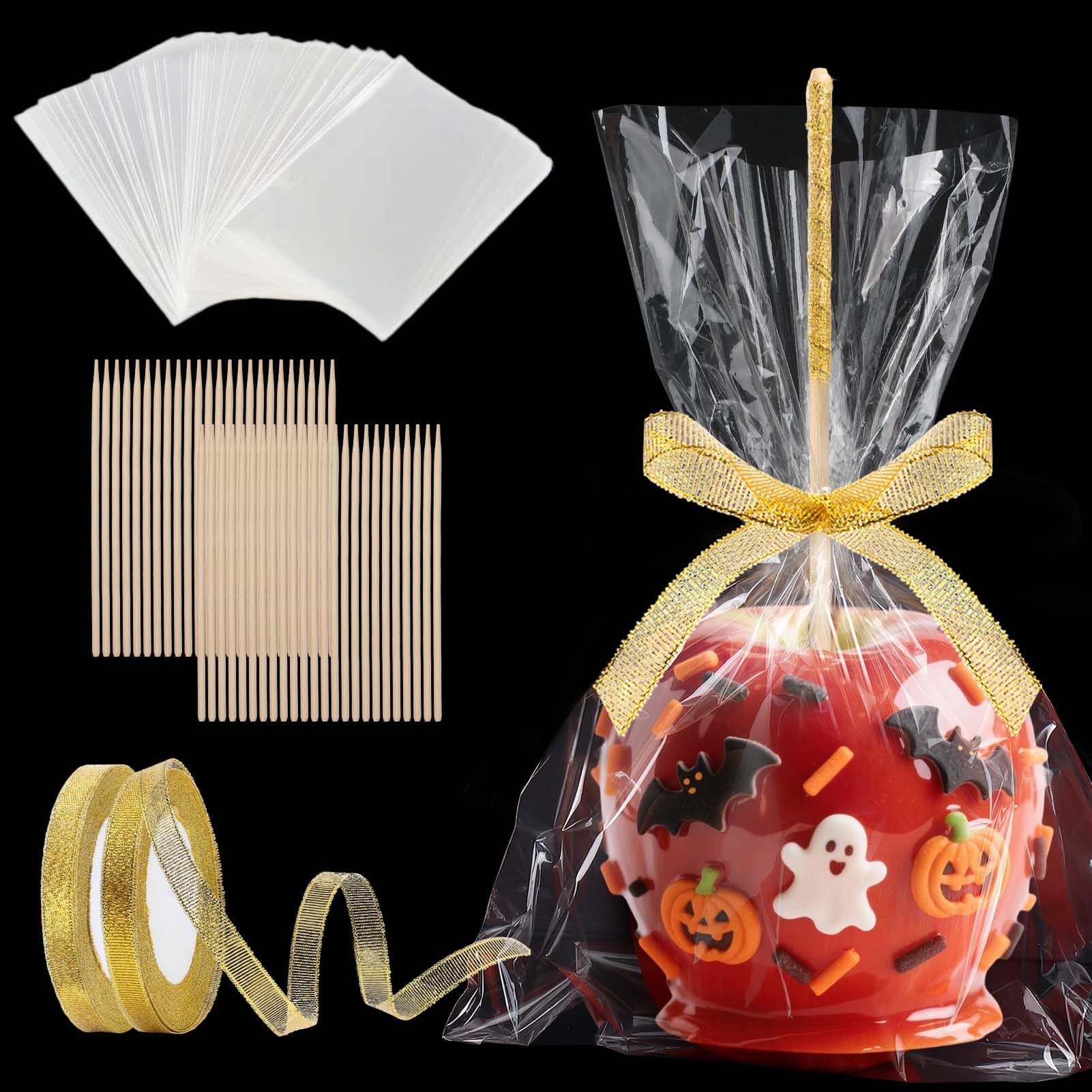 Lot de 96 sacs à bonbons à la pomme – Kits d'Halloween à faire soi-même