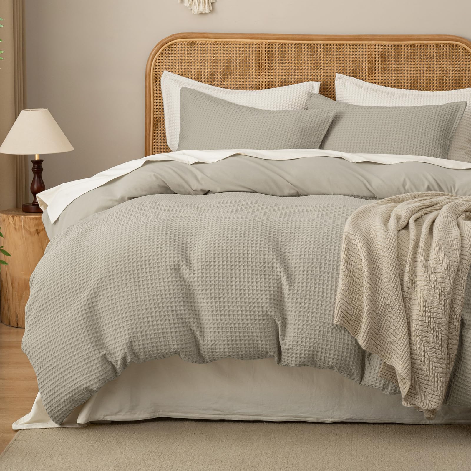 david's home waffle weave duvet cover set twin size,soft breathable 2pcs comforter cover set with 1 pillowcase,textured home decor bedding set cozy for all seasons, taupe 68"ï¿½90",no comforter
