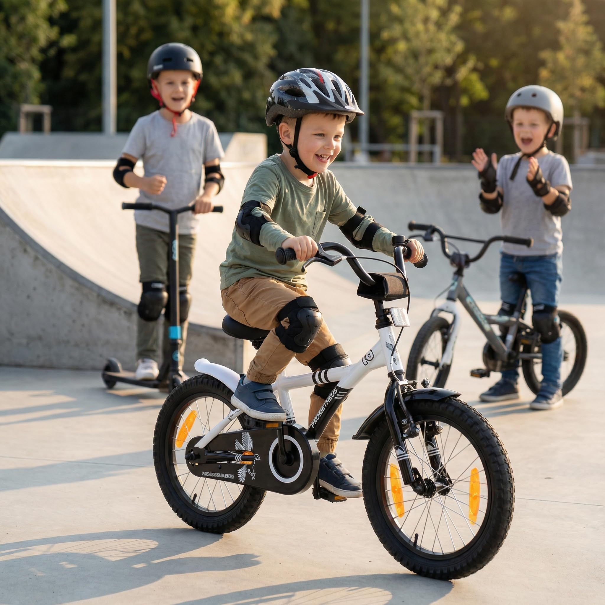 PROMETHEUS BICYCLES Bicicleta niño 5 años Bicicleta 16 Pulgadas niño niña | Bicicletas niños Infantil 4-6 años con ruedines y Freno de contrapedal - Blanco