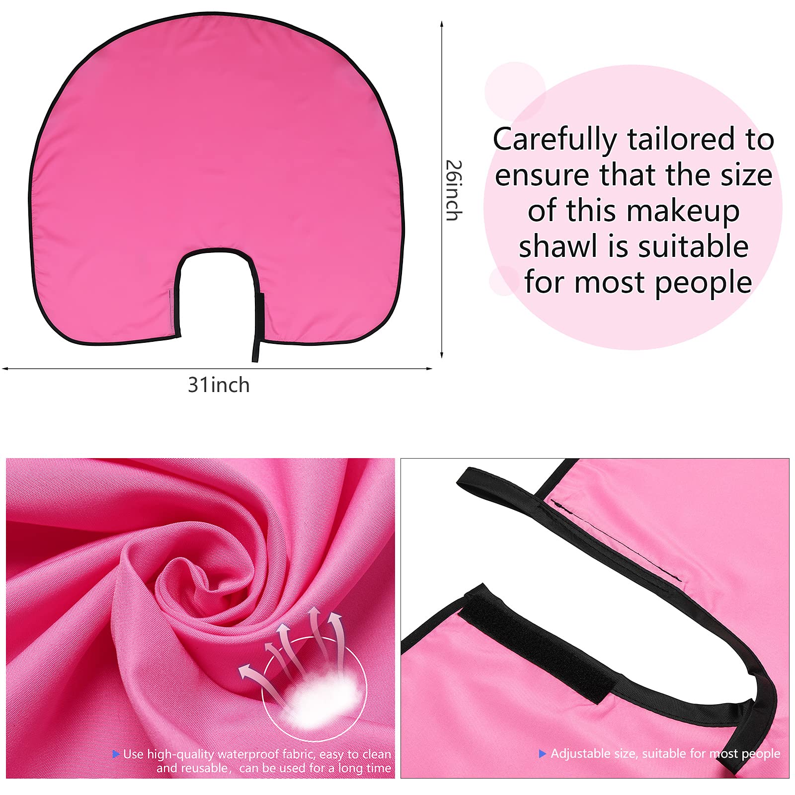 Capa corta de maquillaje para mujeres y hombres, mini capa de corte de pelo para artista, champú, salón de belleza, estilo de artista, Rosado, Mediana 2