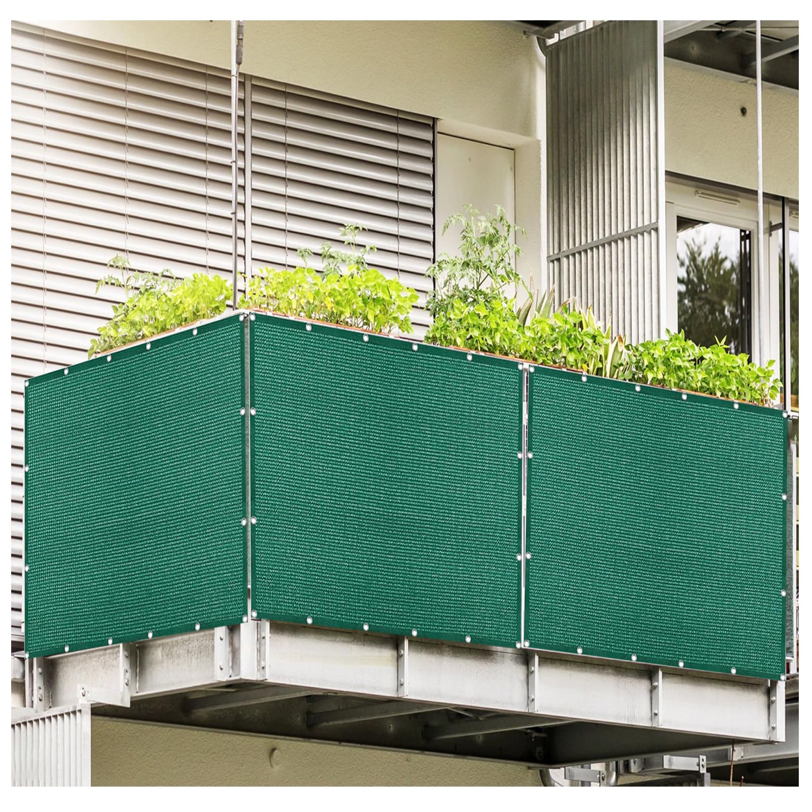 Verde Oscuro Malla de Sombra para Terraza,1.5mx9m Red Sombra con Ojetes 90% Protección UV, Tela de Sombreado para Jardín, Piscina y Mascotas, 180GSM Malla Ocultacion Balcón