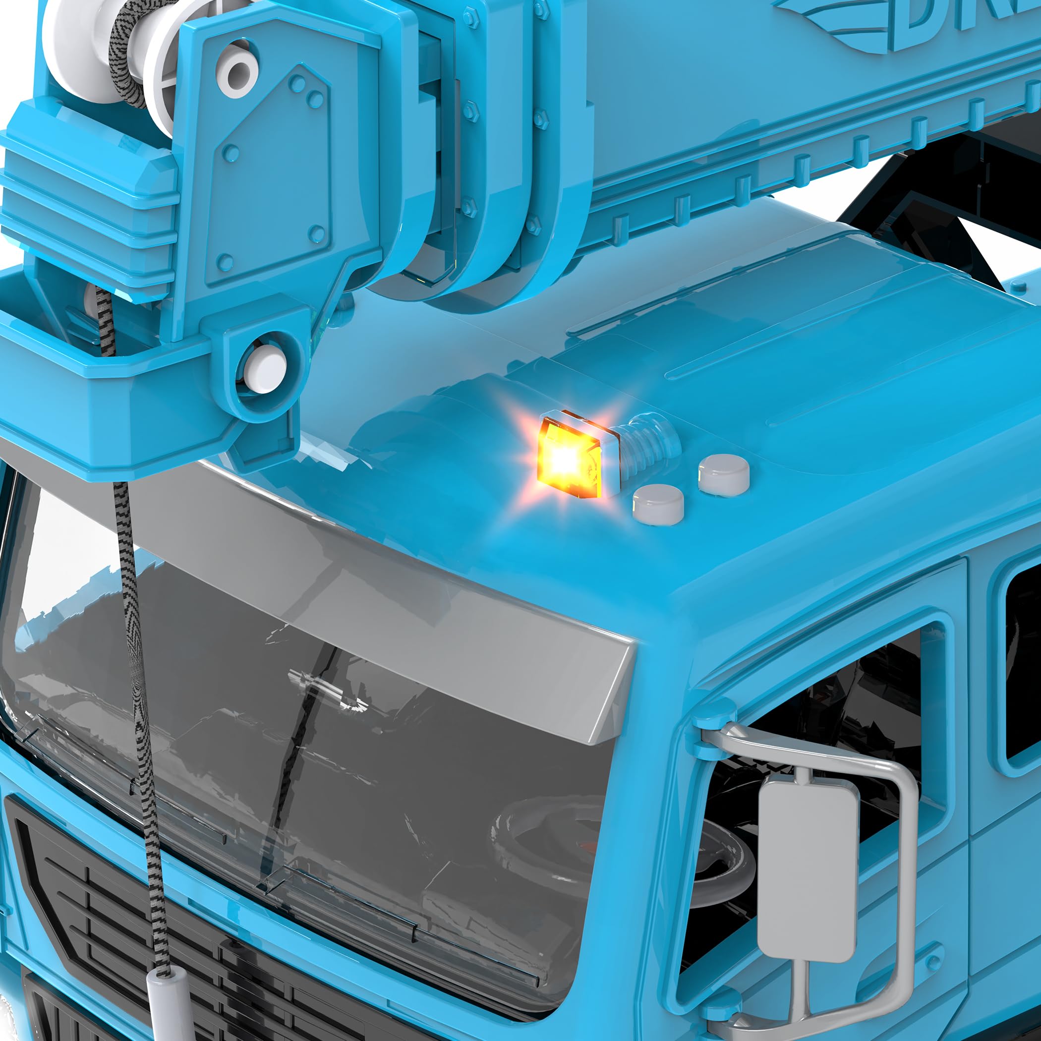 DRIVEN by Battat Camion Gru Giocattolo Jumbo, Cabina Europea Blu, Set da 2 | Grande veicolo da cantiere con cabina europea blu, parti mobili e completamente assemblato; luci e suonini, Set da, 3+ anni