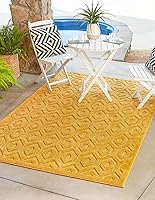 Vista 12 de Unique Loom Outdoor Trellis Textured Collection - Alfombra espacial (2 x 3 pies, rectangular, aguamarina y marfil)