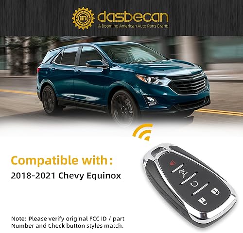 Miniatura 3 de Dasbecan Llavero de repuesto compatible con Chevy Equinox 2018 2019 2020 2021 con control remoto de entrada sin llave que reemplaza el chip ID46
