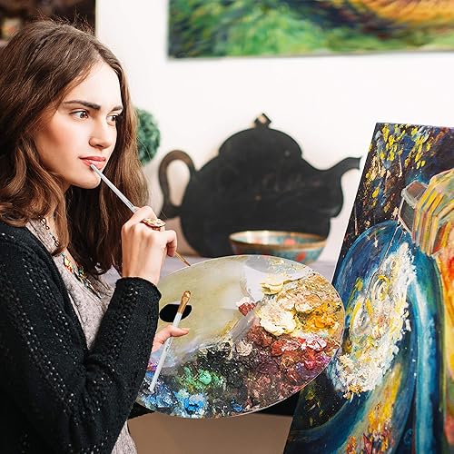 Miniatura 7 de Paleta grande de pintura acrílica 2 piezas de 15.7 x 11.8 pulgadas, bandeja de mezcla de pintura acrílica antiadherente transparente ovalada, cómoda