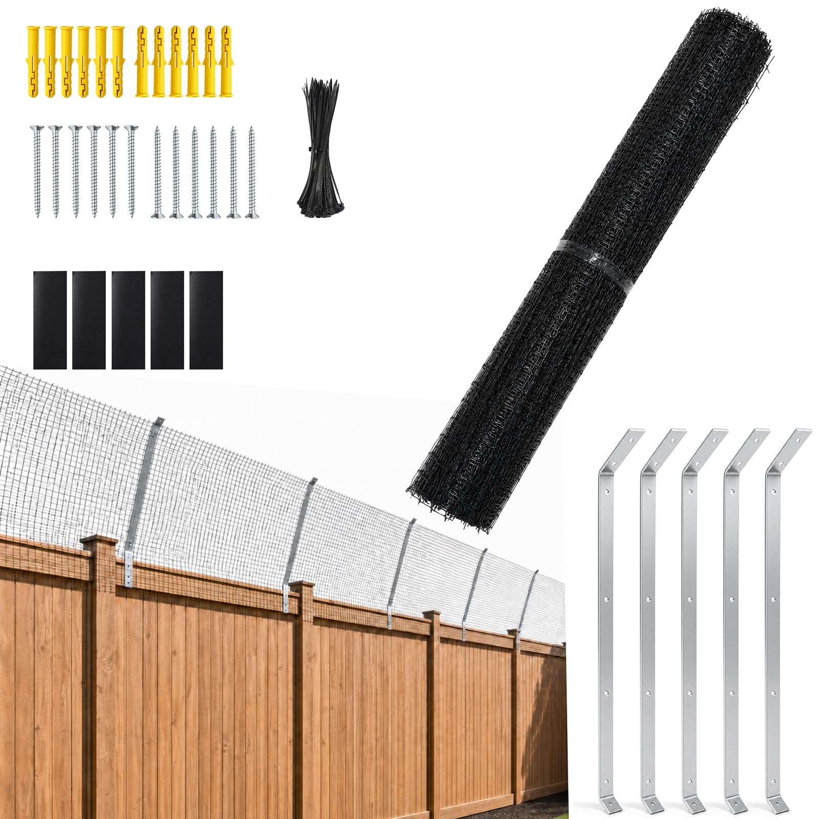 Cat Proof Fence Kit with Fence Brackets, Cat Fence Anti Climb Barrier
