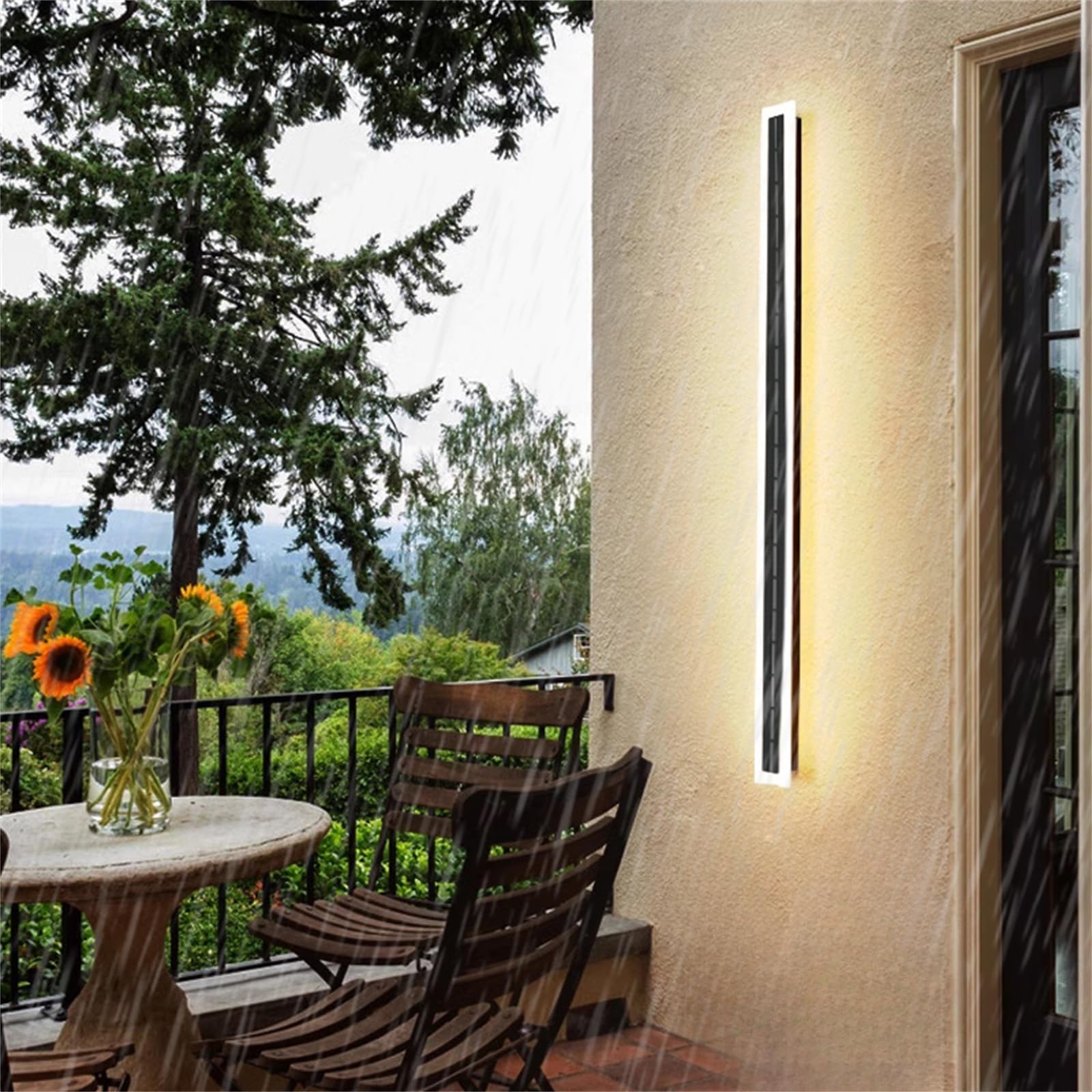 HYJAUSXB Modern Minimalist LED Wall Sconce, Waterproof IP65 Outdoor Ga Light, Long Strip Design, Acrylic Metal, Indoor & Lighting Fixture, Solar Lamp