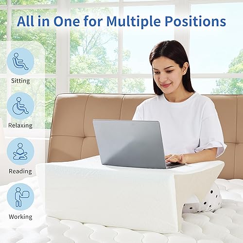 Miniatura 6 de Almohada de cuña de cama de 10 pulgadas para cabecero, almohada de enfriamiento de espuma viscoelástica de gel, almohada de cuña para apnea del