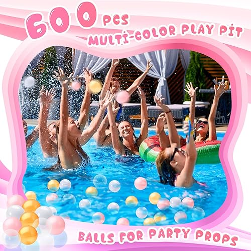 Miniatura 6 de Wettarn 600 piezas de tienda de campaña de juego de pelota para piscina, pelotas de plástico reutilizables, bolas de plástico suave de 2.2 pulgadas,