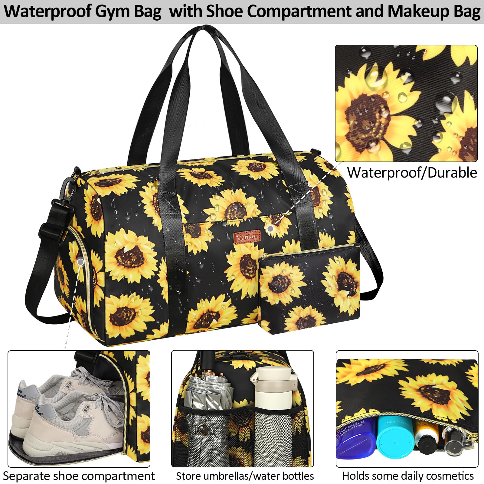 Snapklik.com : Vankor Gym Bags For Women Men Large, Waterproof Sports ...