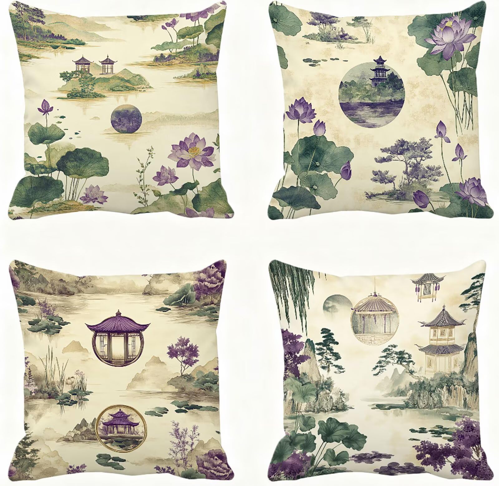 Housse coussin 40x40 violet lot de 4 pour rénover canapé usé