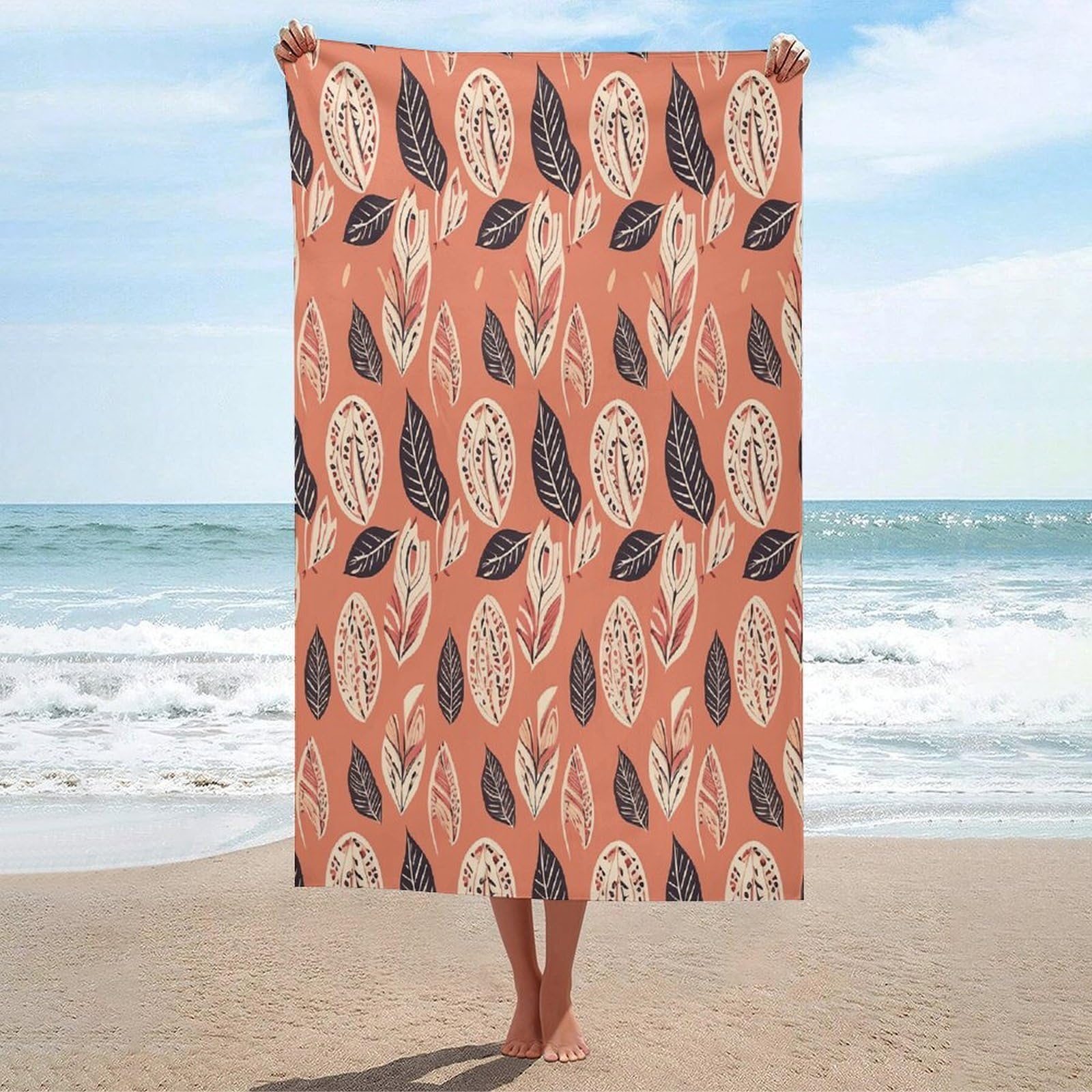 Adfgyerh Unisex Style Simple Leaves Bath Towels Beach Towel Lightweight Quick Dry, Bath Towel For Travel Sports Pool Swimming Bath Camping Yoga Adults130x80cm
