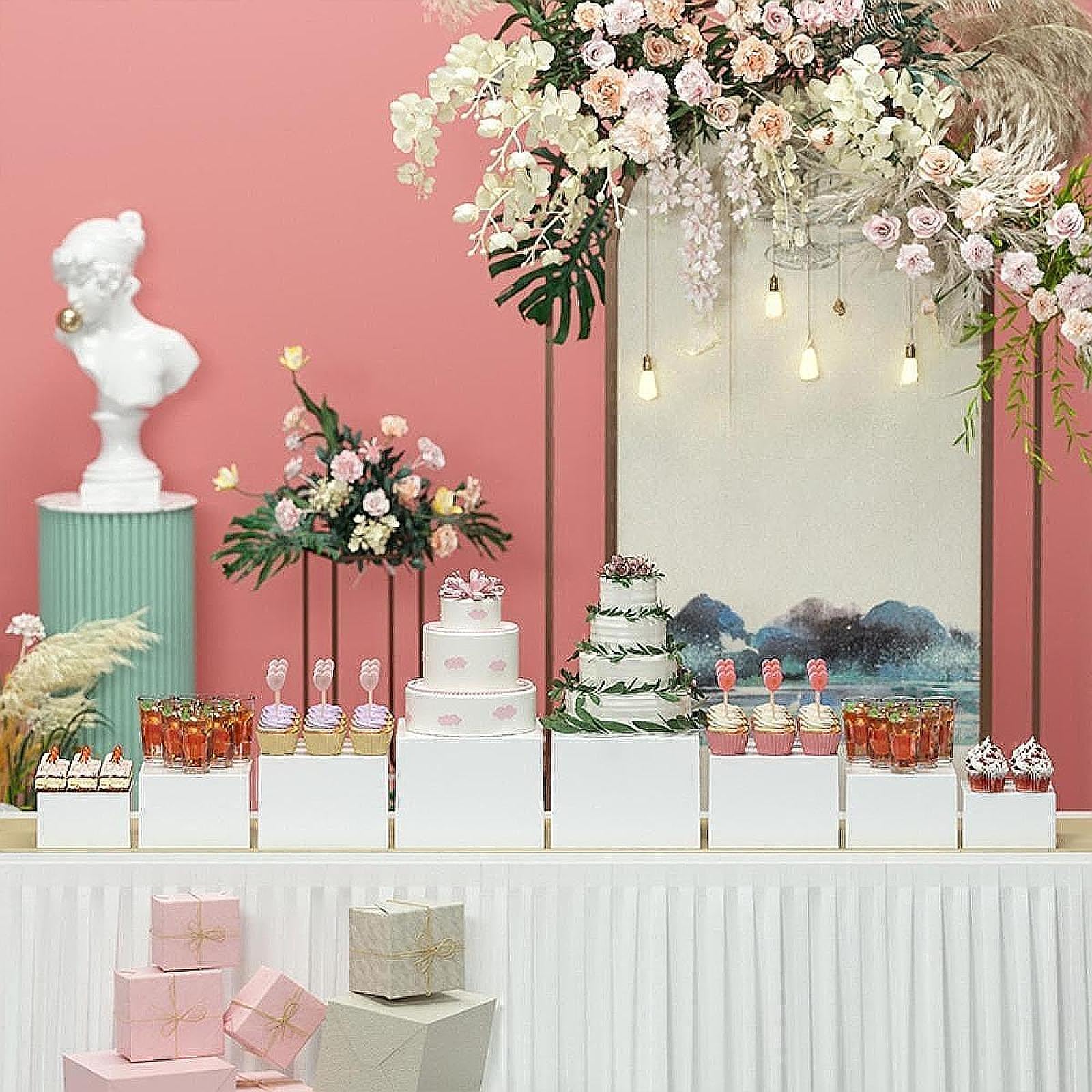 MagiDeal Présentoir de Nourriture de Buffet avec Fond Creux, Support de présentation de Nourriture, Support de Cube, Support de Nidification pour Bonbons, 8 Pièces
