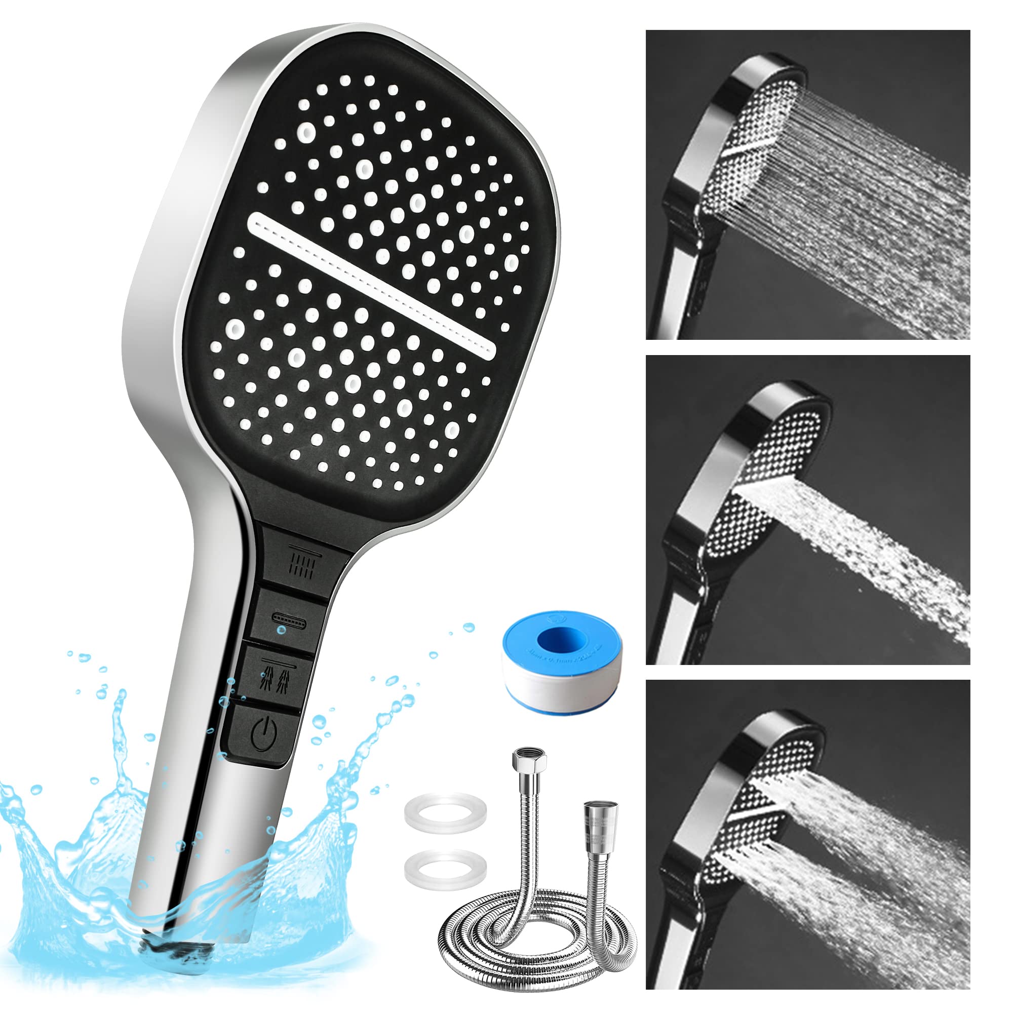 Buy Shower Head with Hose Set 1.5m, High Pressure Shower Heads with 8 Spray Modes, Universal