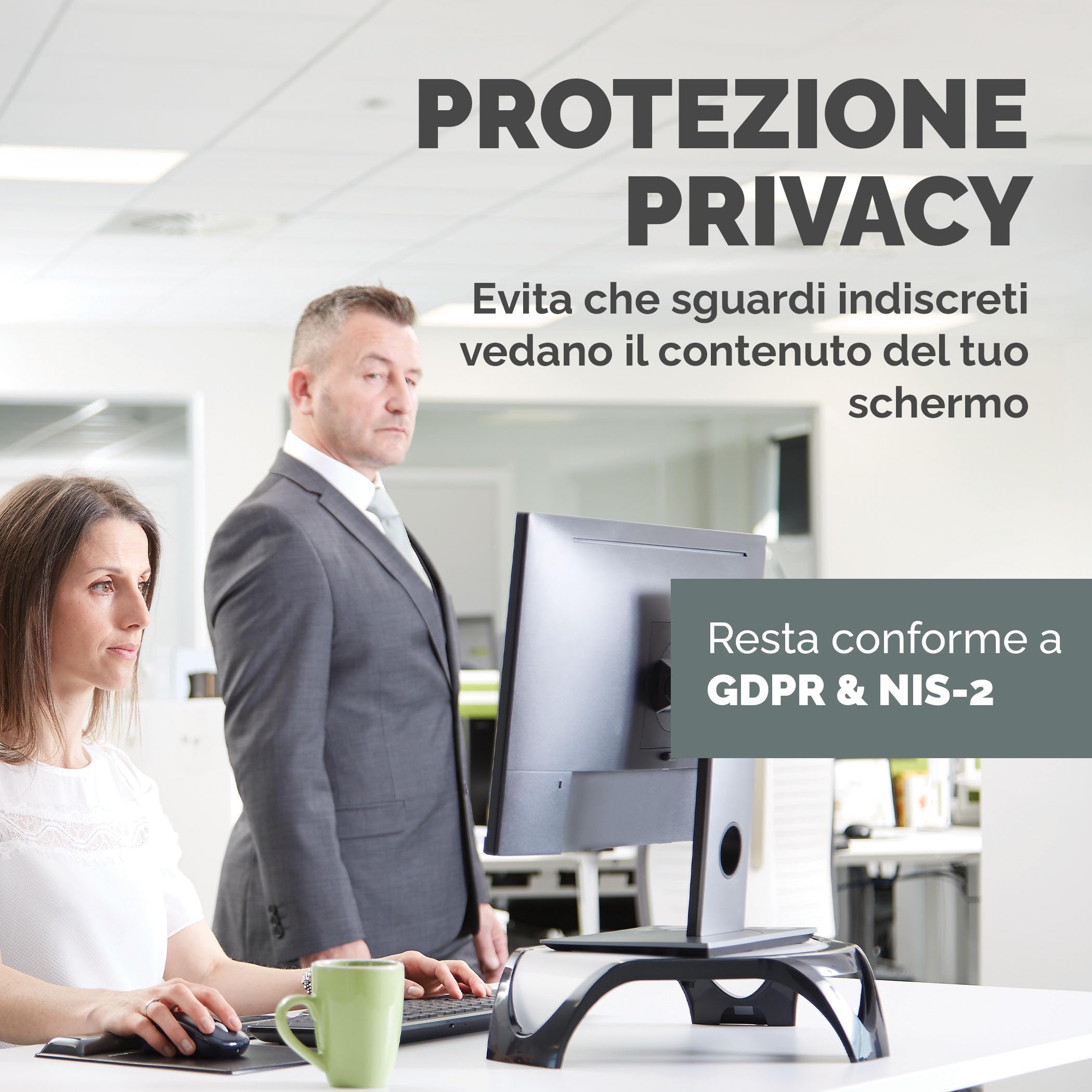 Fellowes PrivaScreen Filtro Privacy - Protezione antiriflesso e Luce Blu per Monitor 27" Pollici (Rapporto 16:09, 597 x 335mm) - Aggancio e rimozione Facili con linguette Quick Reveal™