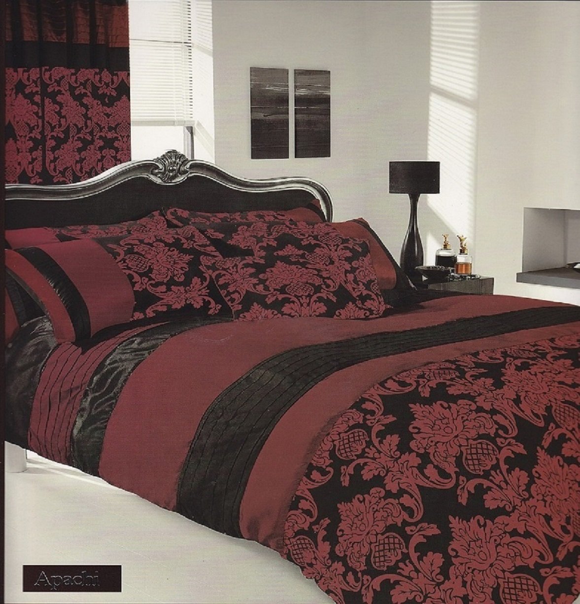 brandstock24 APACHI CURTAINS SET 66 x 72 DROP - BLACK/RED