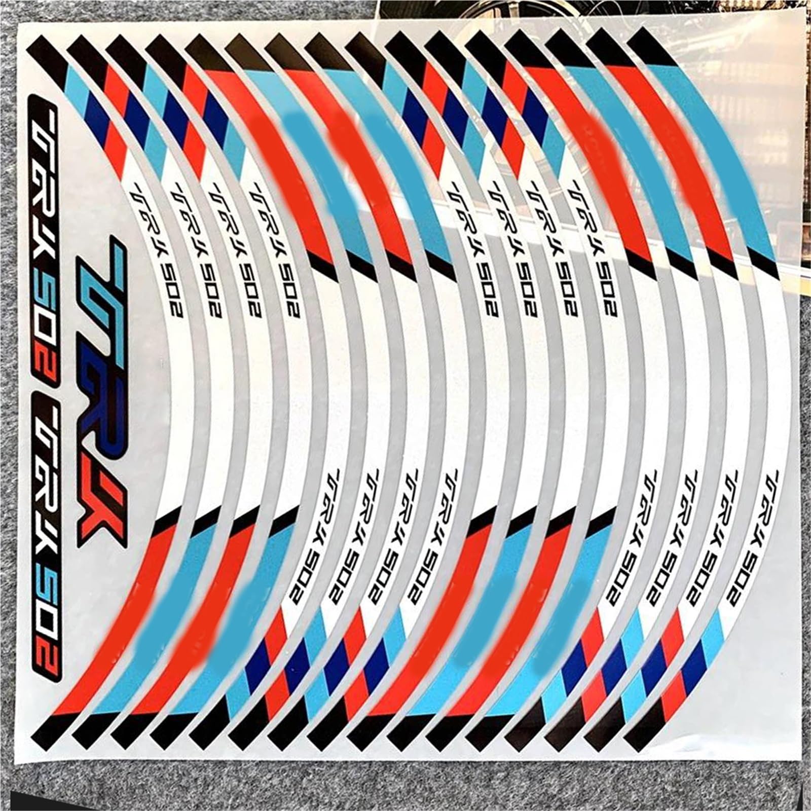 Decorative Stickers 17'' 17inch Motorcycle Racing Rim Strips Stickers Motorbike Wheel Hub Reflective Decal Accessorie for Benelli TRK 502(Blue)