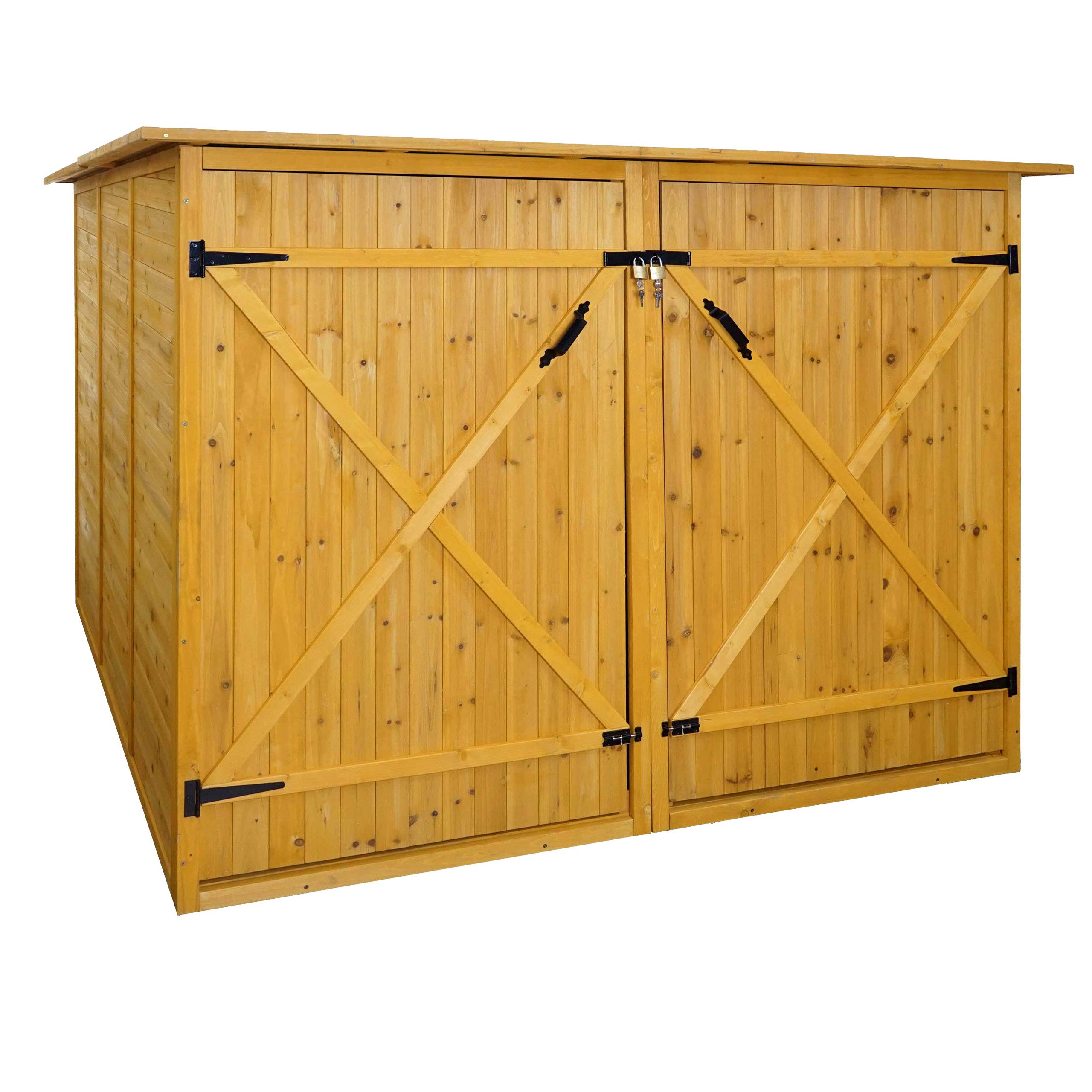 Mendler 2er-Fahrradgarage HWC-H60 abschließbar 151x200x200cm - braun | Fahrradbox, Geräteschuppen, Gerätehaus, MVG