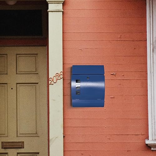 Miniatura 6 de Buzones para montaje en pared, buzones de correo con bloqueo para montaje en pared de casa, buzón de metal moderno de acero galvanizado, buzones de