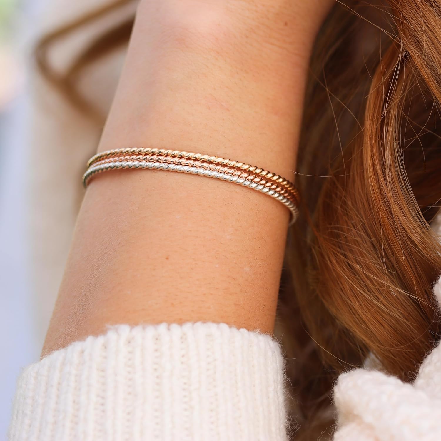 Gold Rope Cuff in 14K Gold Fill, Handmade Twisted Rope Bracelet by Lotus Stone Design