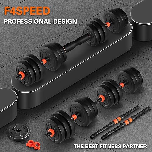 Miniatura 5 de F4SPEED - Juego de mancuernas ajustables con peso ajustable, juego de pesas para entrenamiento en casa, juegos de mancuernas de pesas libres para