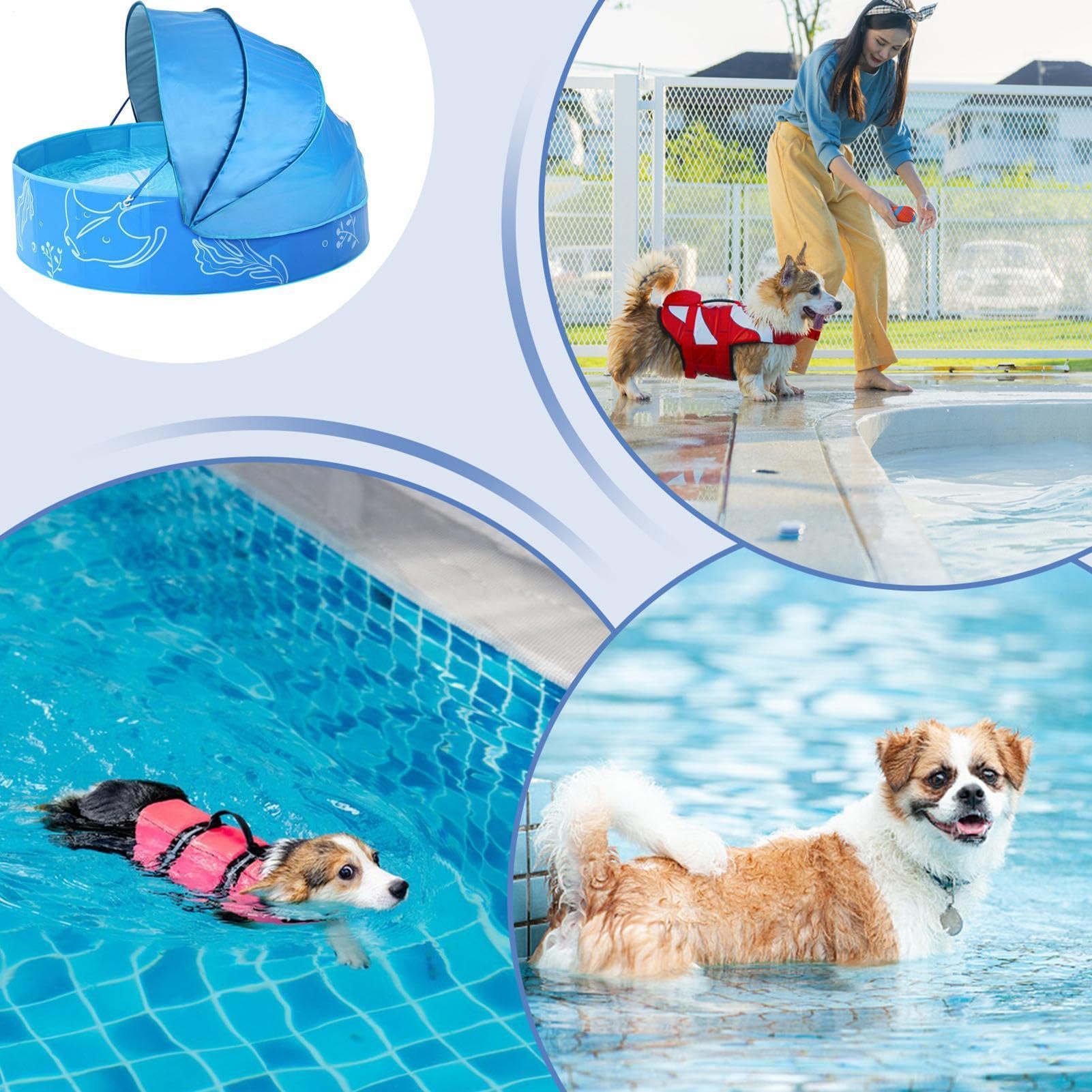Pool Mit Überdachung – 120 X 30 Cm, Faltbar, Zum Schwimmen Für Kinder, Sonnenschutz, Wasserspiellounge, Tragbarer Sommerplansch Für Spaß Im Freien | Kinderbecken Mit Überdachung Für Die Nutzung Im Hin