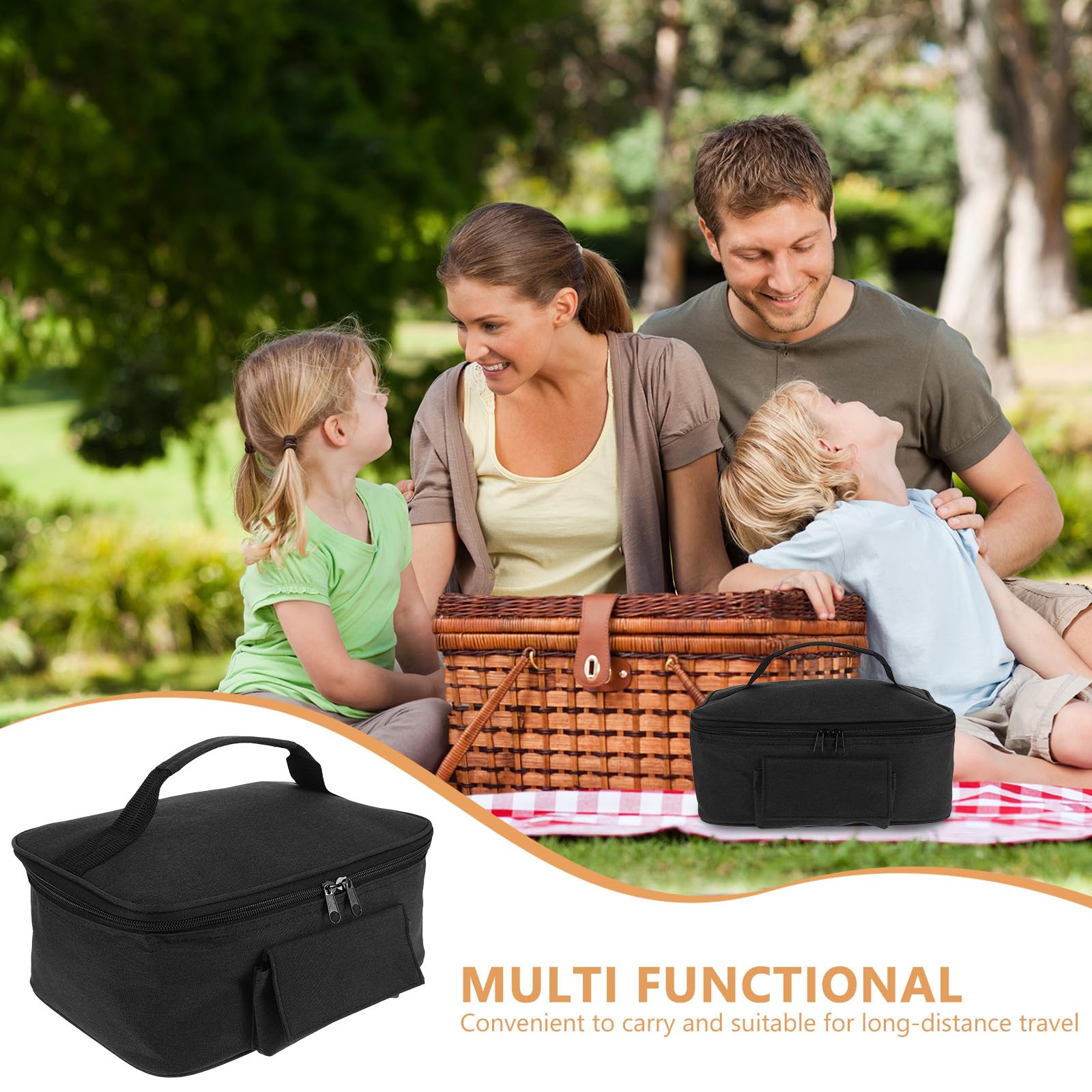 Borsa Termica per Auto in Alluminio Nero, Borsa da Pranzo Termica, Grande Capacità, Mantiene Cibo Caldo, per Commuting e Road Trip