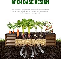 Vista 4 de SnugNiture Cama de jardín elevada galvanizada de 4 x 4 x 1 pies, caja de metal grande para exteriores, kit de acero para plantar verduras, flores