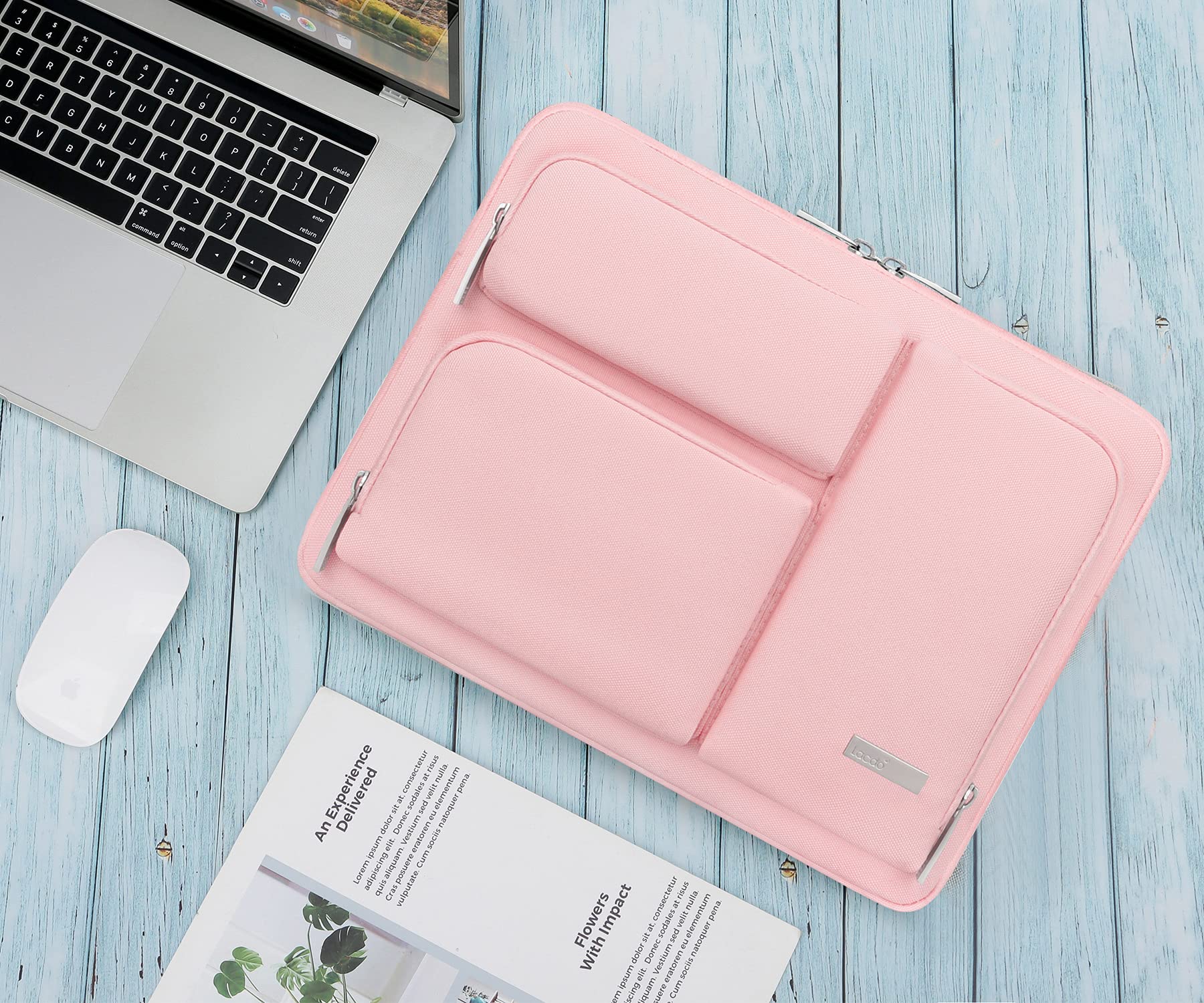 Lacdo 360° Protettiva Borsa Custodia per 13" New MacBook Air M5 A3449 2026, M4 A3240 2025/M3 A3113/M2 A2681/M1 A2337, 13" New MacBook Neo A18 Pro A3404 2026, 13" iPad Pro M5/iPad Air M4, Rosa
