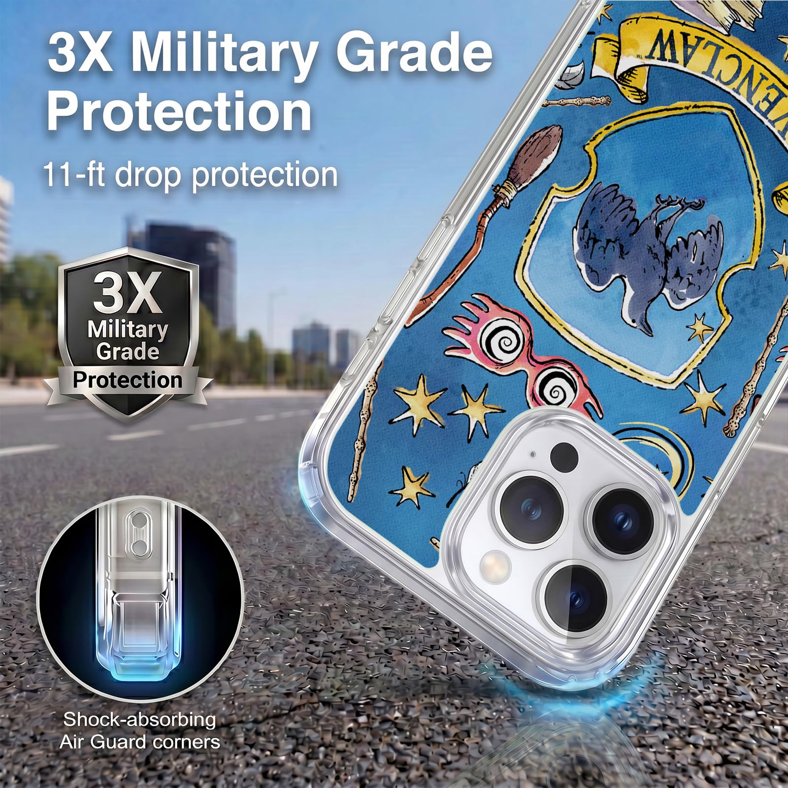 Head Case Designs Licenza Ufficiale Harry Potter Ravenclaw Modello Deathly Hallows XIII Custodia in Gel [Grado Militare] Compatibile con Apple iPhone 13 PRO Max E Compatibile con MagSafe